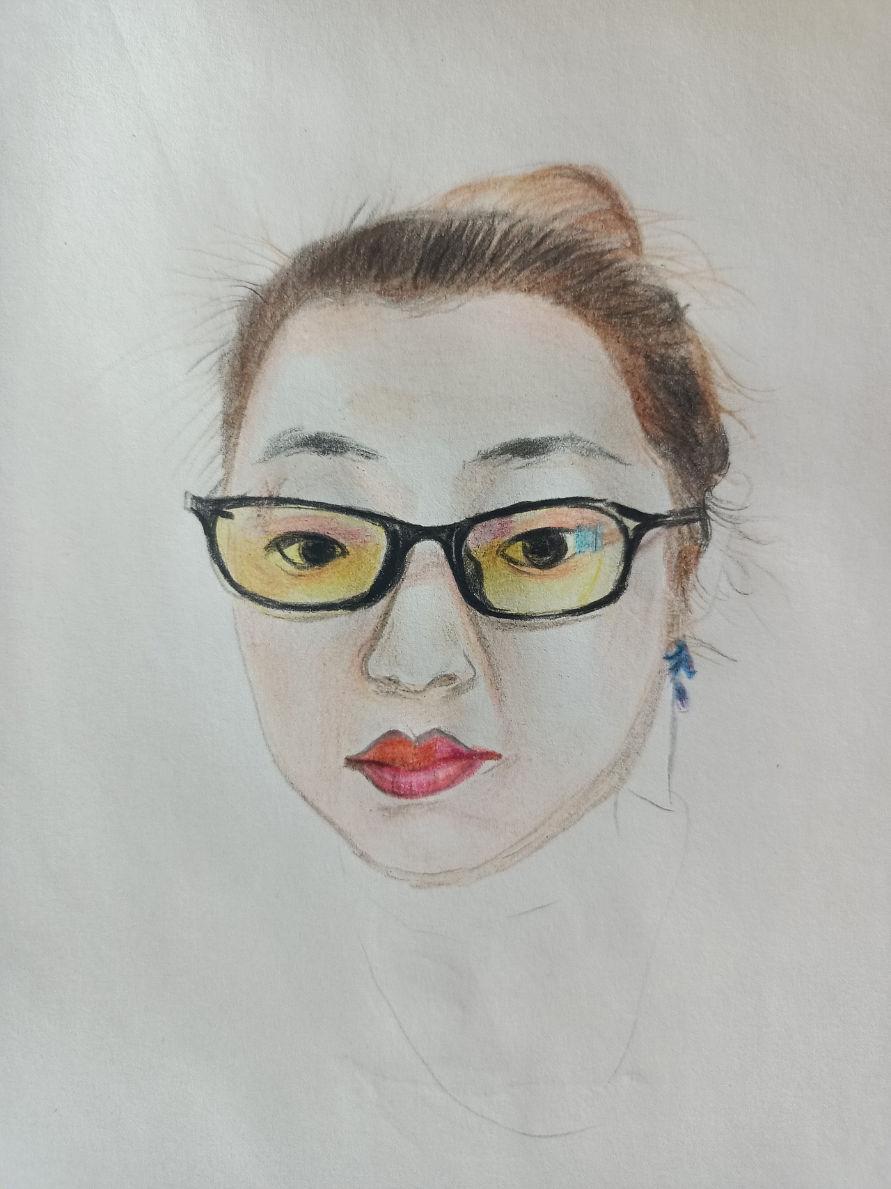 彩铅《自画像》2021.04.21(三)