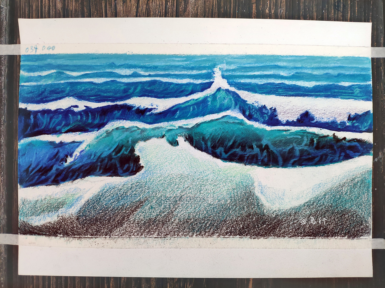 彩铅海浪画法图片