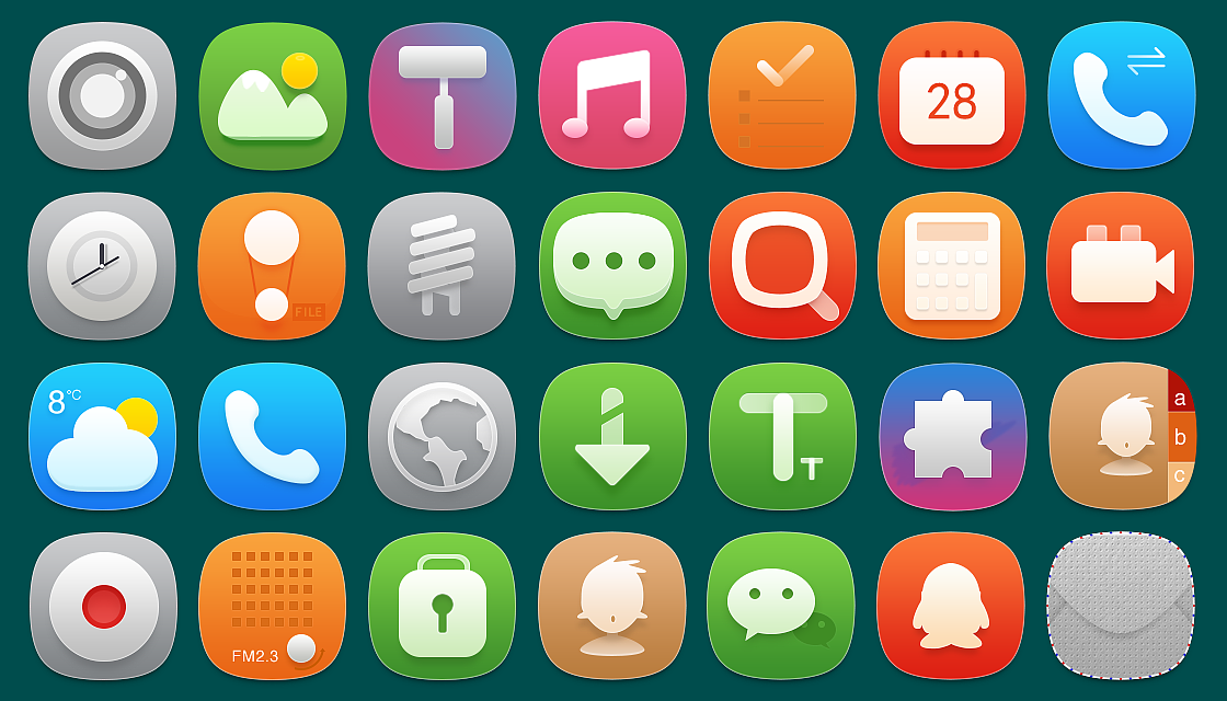 扁平化系列图标/泡泡/整套图标/可临摹/五彩/图标/手机图标|ui|图标|