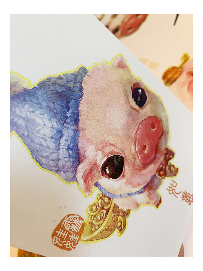 “猪猪过新年”明信片（图ZMTQxMjk3NDAw） - 生活用品 - 站酷设计师雪娃娃童画原创素材 - 站酷ZCOOL