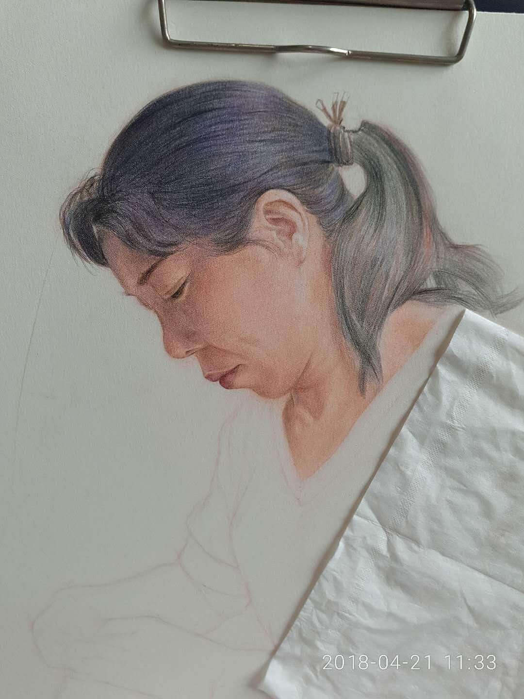 彩铅人物《妈妈的爱》|纯艺术|绘画|文婷_wenting_原创作品-站酷zcool