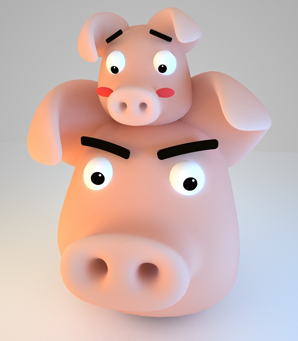 3d可爱小猪一家c4d