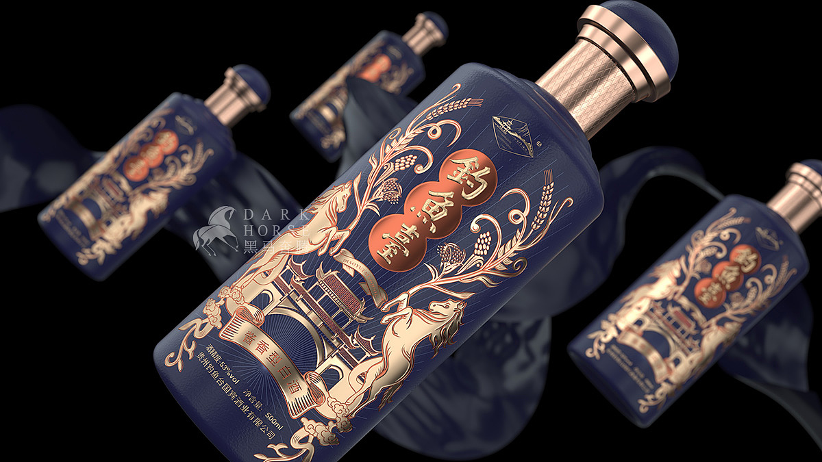 钓鱼台酒产品设计_酱香型白酒包装设计【黑马奔腾】