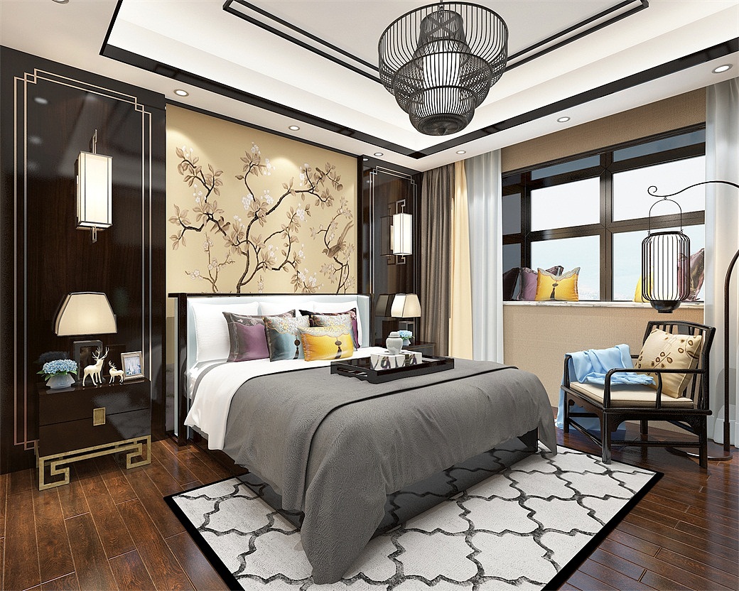新中式卧室（图ZMTQ3NTgwODg0） - 其他 - 站酷设计师Z52411737原创素材 - 站酷ZCOOL