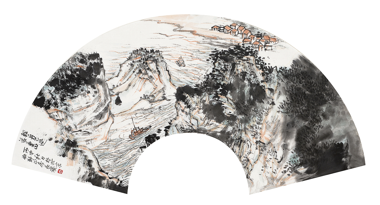 中国美术家协会会员宋长发扇面山水画作品欣赏