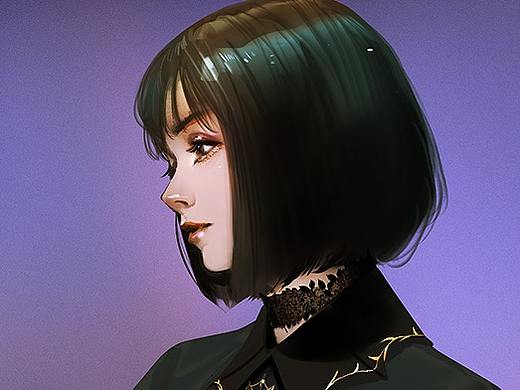 看到一个好看的小姐姐，有灵感画了一张图