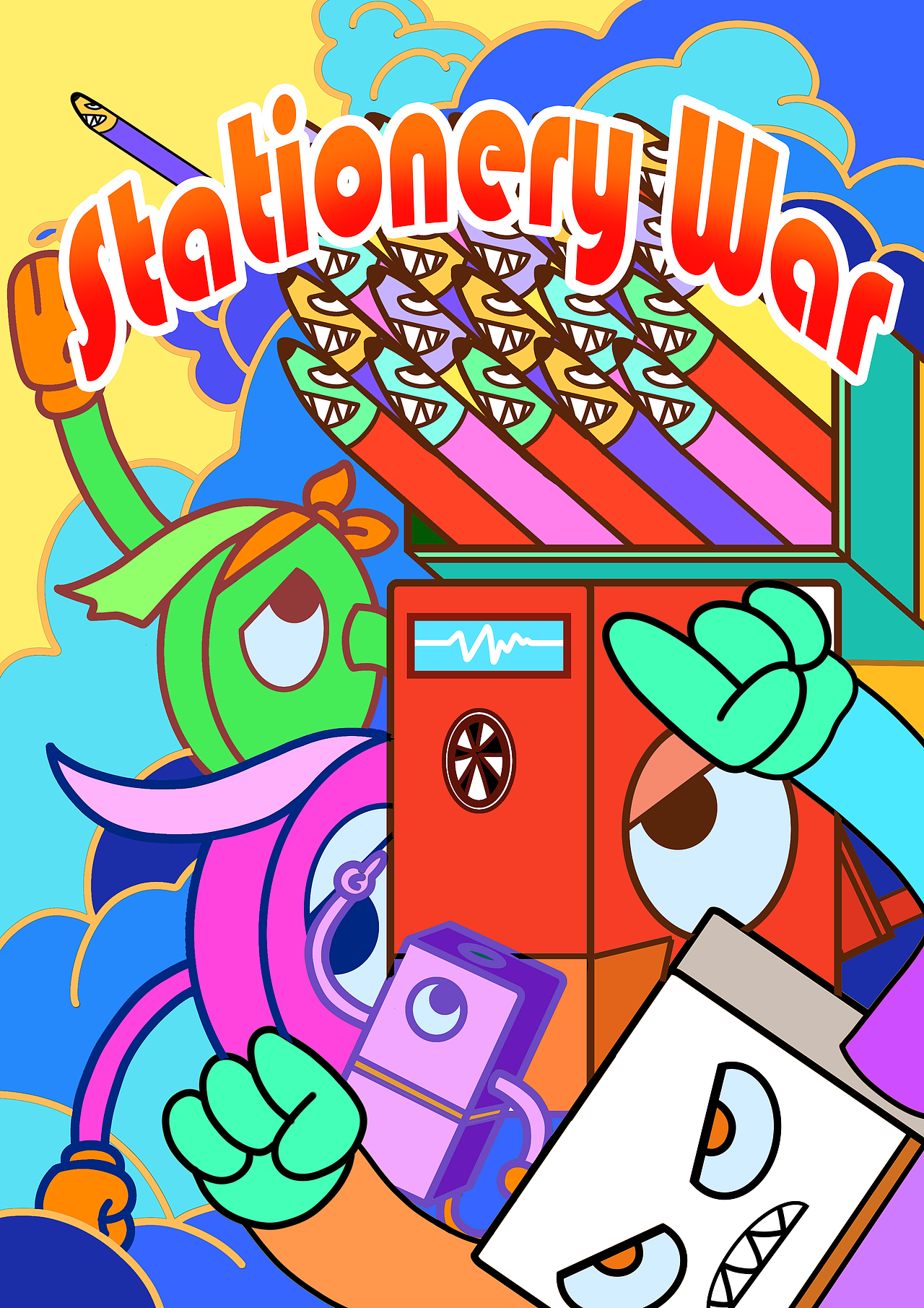 文具战争系列线框插画练习