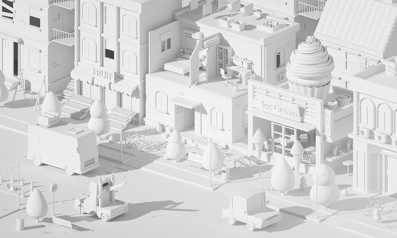 C4D梦幻小镇_建模练习