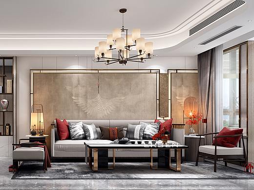 新中式样板房（个人主页-ZNTUyOTQ2MzY=） - 家装设计 - 站酷设计师而本御华设计原创素材 - 站酷ZCOOL