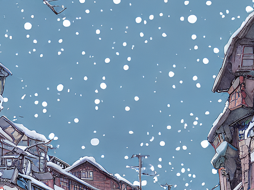 #站酷梦笔#雪，冬天，下雪，吉卜力,动漫风,插画