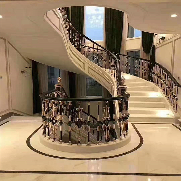 厦门售楼部旋转纯铜雕花镂空楼梯扶手护栏众钰定制