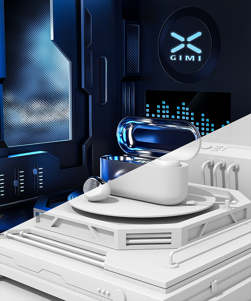 蓝牙耳机电子产品c4d场景渲染加后期合成