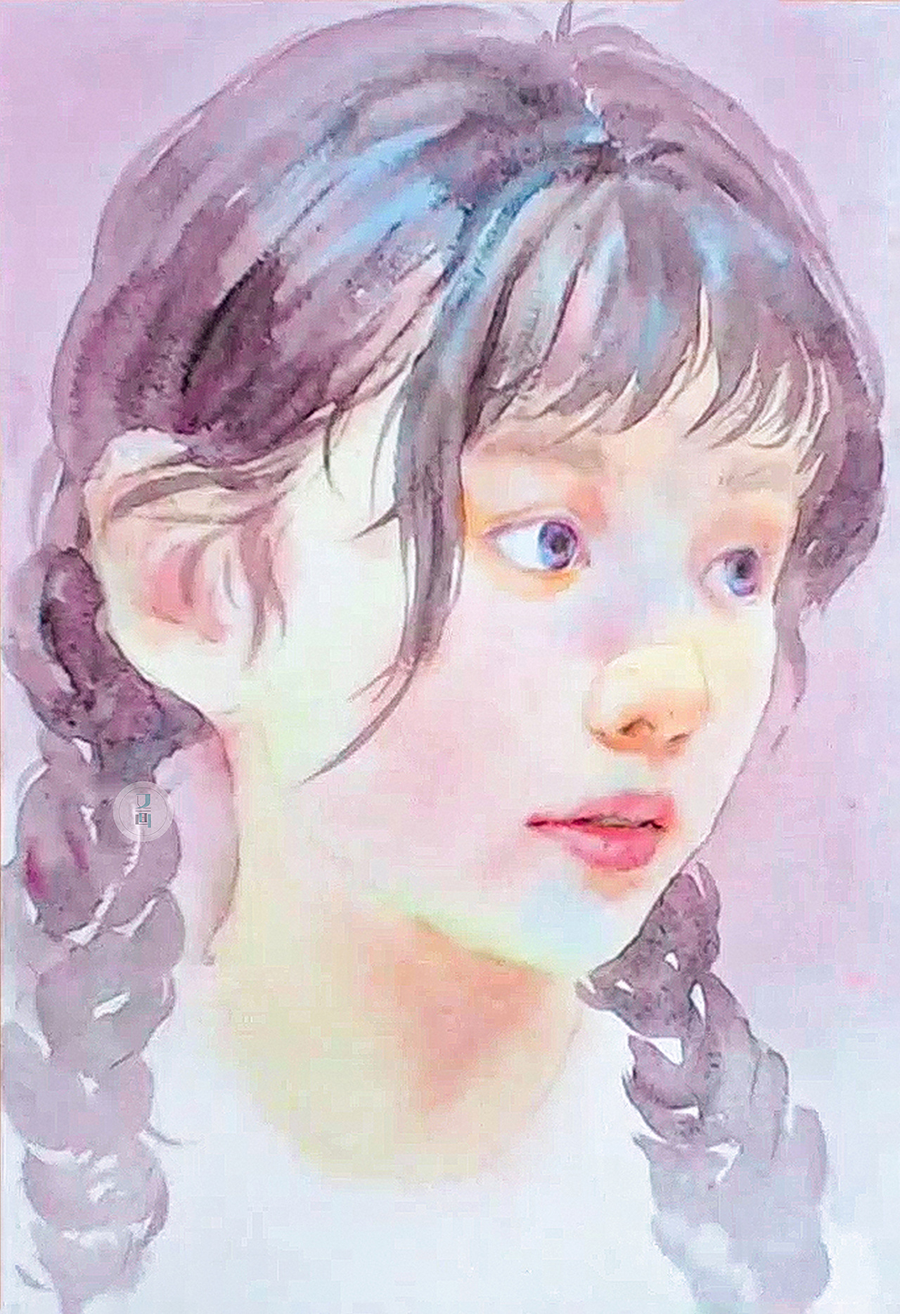 水彩人物——麻花辫少女绘画步骤分享