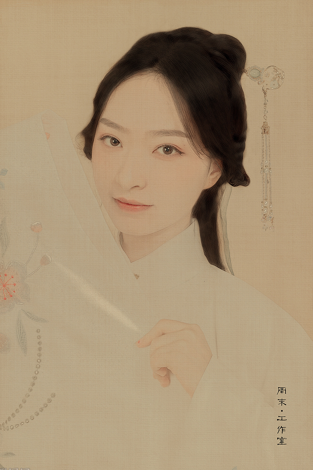 工笔画少女汉服写真