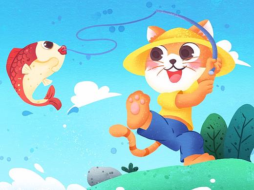 儿插故事《小猫钓鱼》(>^ω^<)