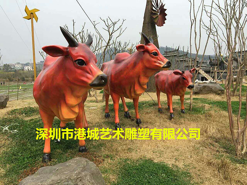 新农村建设农耕主题玻璃钢仿真水牛黄牛雕塑哪家好厂家