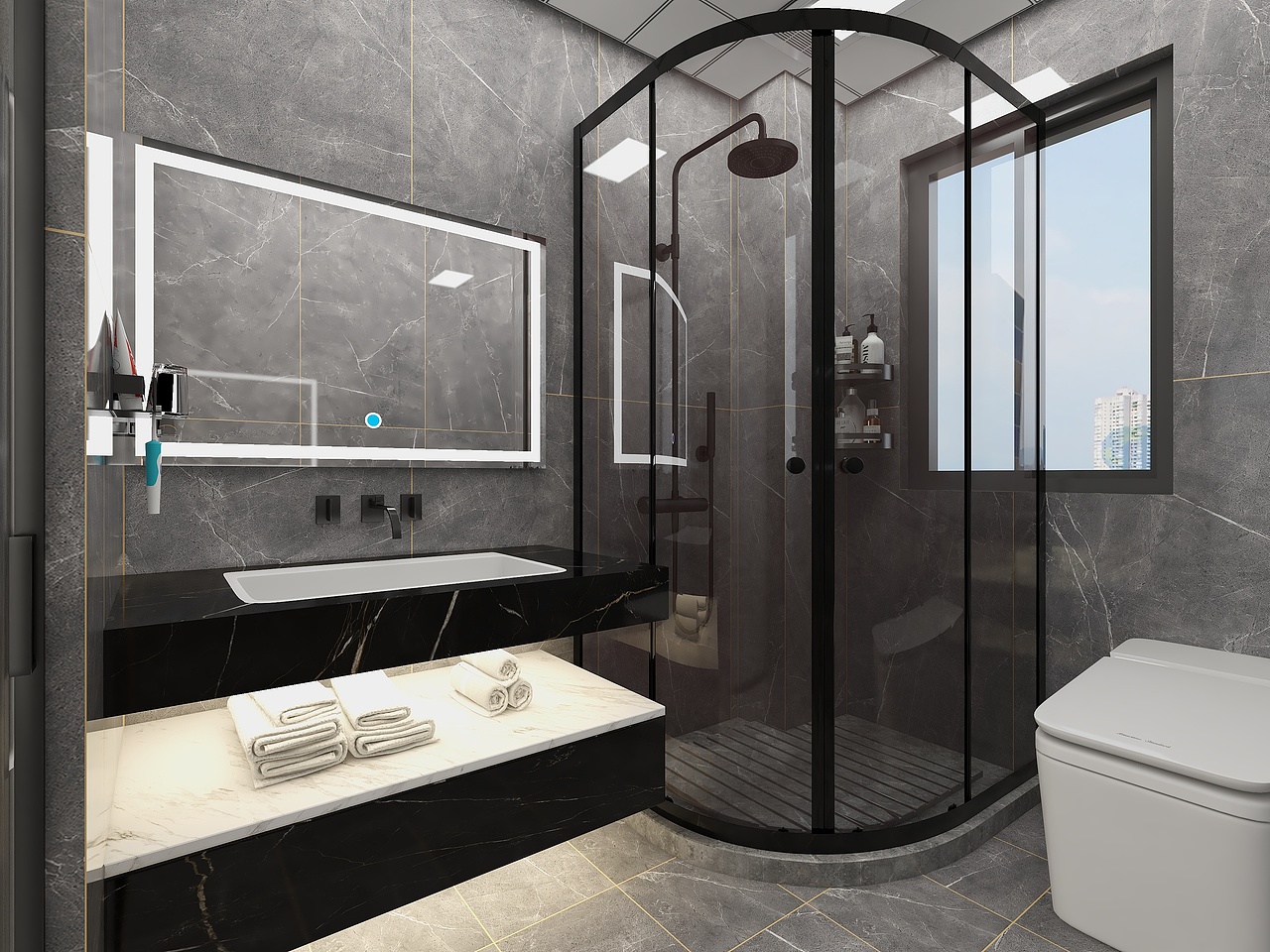 四川成都华汇天地(100平方现代轻奢三居室)