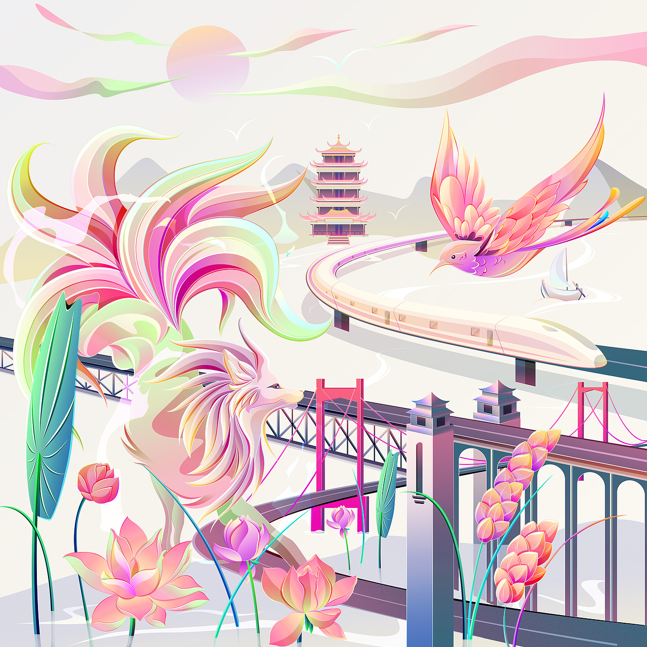九尾狐（图ZMzA5Njg0NjM2） - 商业插画 - 站酷设计师大登奇原创素材 - 站酷ZCOOL
