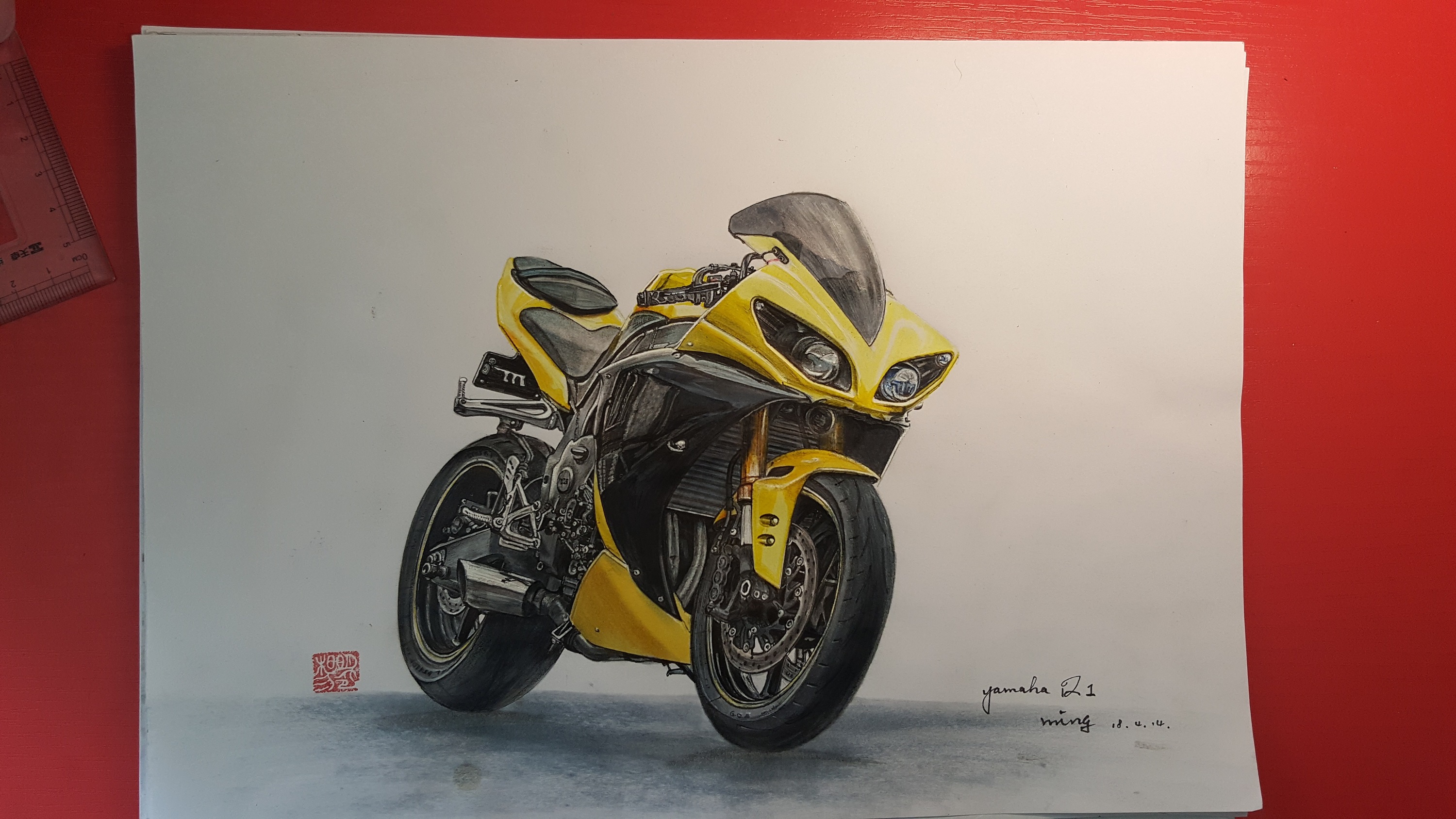 手绘摩托车
