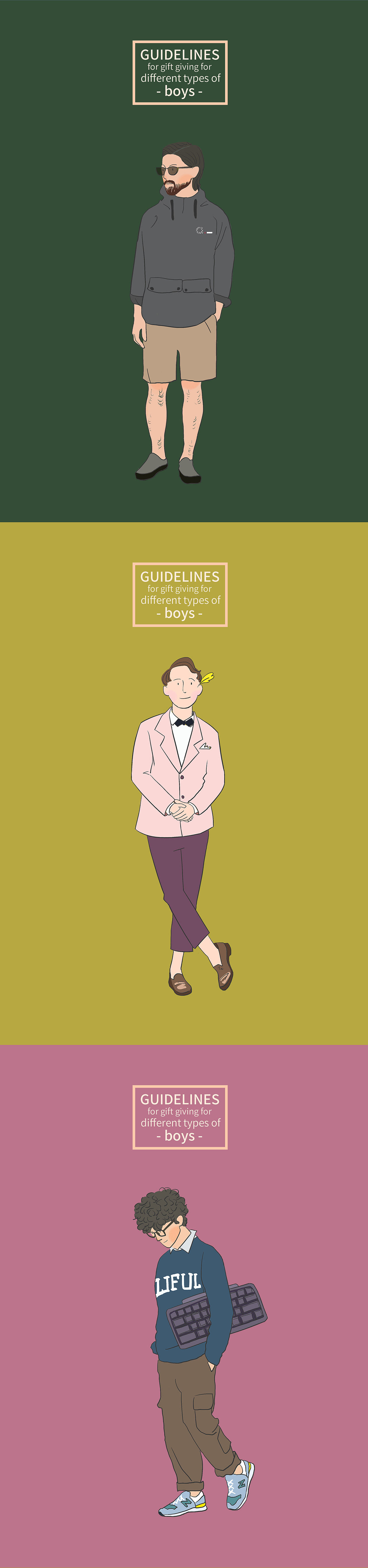8种不同类型男生送礼指南（图ZMTM3NzYzOTky） - 商业插画 - 站酷设计师椰OOO原创素材 - 站酷ZCOOL