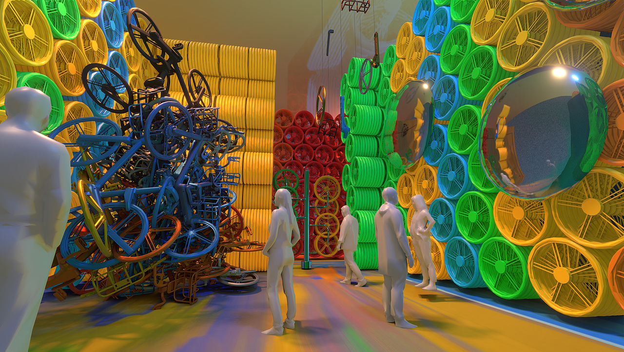 【平衡世界·共享单车】室内装置艺术