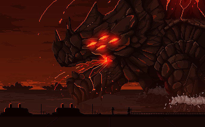 火焰吞噬者安徒恩（图ZMTI2NzYyNDQ0） - 像素画 - 站酷设计师飘猫原创素材 - 站酷ZCOOL