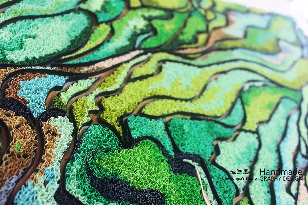 衍纸原创作品：《梯田》（图ZMTYzMzA4NDE2） - 其他手工艺 - 站酷设计师池王思原创素材 - 站酷ZCOOL