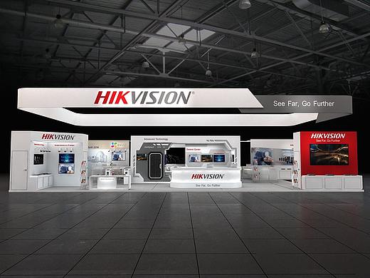 HIKVISION现代新颖国外展会展位展点展台3D效果图设计