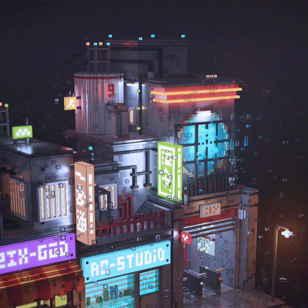 《在雨中 - 寄电街》GIF动画 [MagicaVoxel]（图ZOTg3MzA5MjA=） - 动画/影视 - 站酷设计师fongocer原创素材 - 站酷ZCOOL