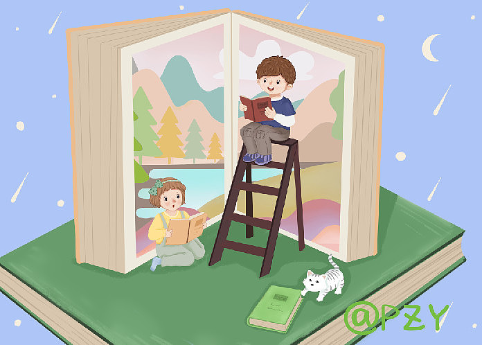 读书吧|插画|儿童插画|里里pzy - 原创作品 - 站酷 (zcool)