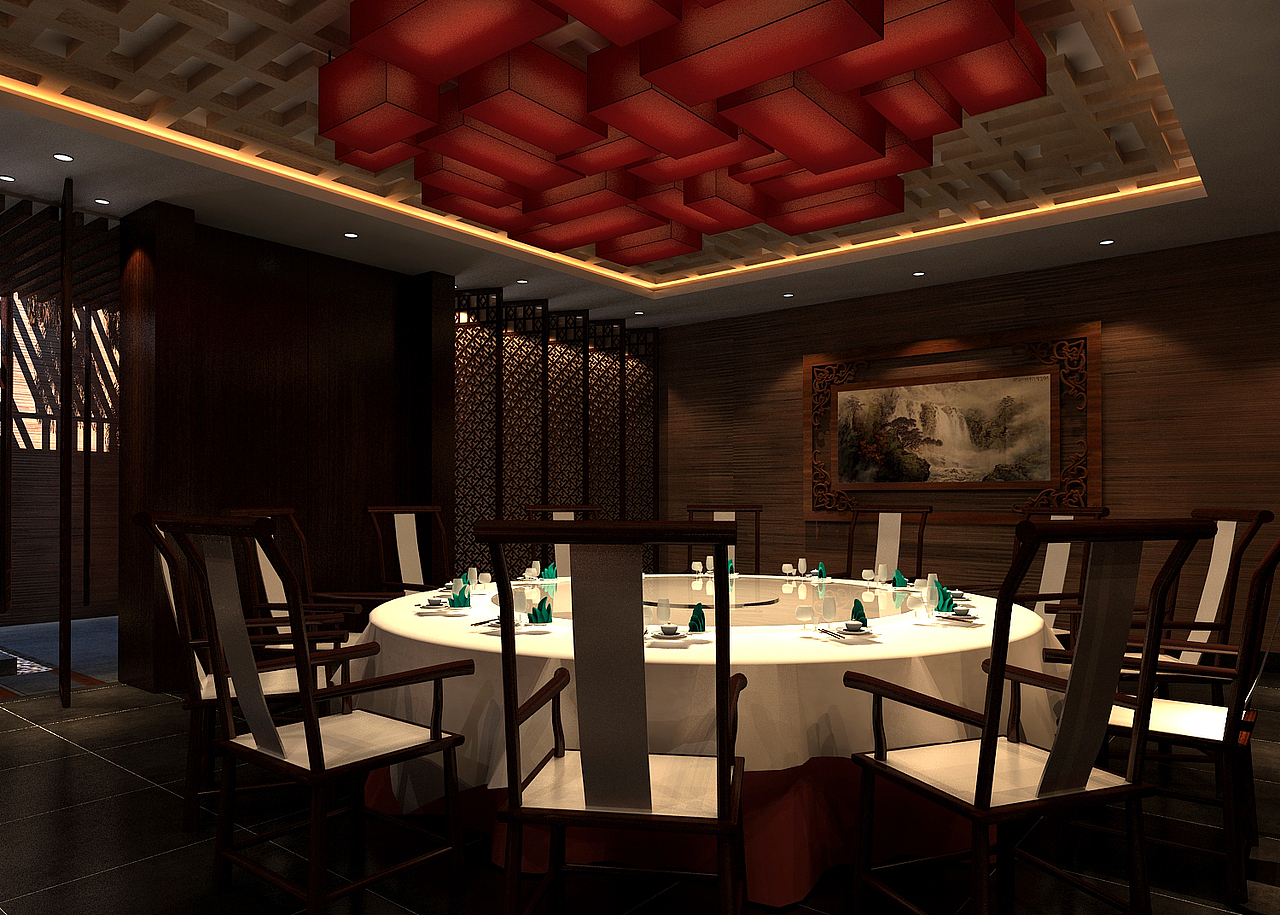 大型中式餐厅设计（图ZNDk5NDY0NzY=） - 家装设计 - 站酷设计师张璞原创素材 - 站酷ZCOOL