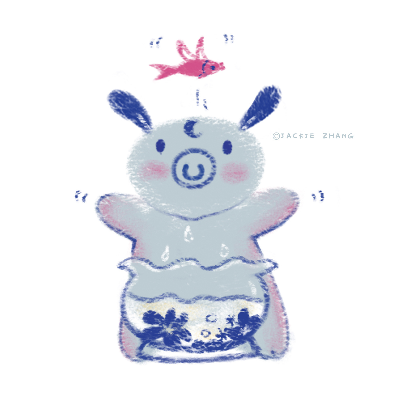 小兔子和会飞的金鱼 |插画|商业插画|gigianna - 原创作品 - 站酷