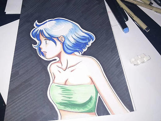 蓝（个人主页-ZMjYwOTE0MjQ=） - 单幅漫画 - 站酷设计师jeanniea原创素材 - 站酷ZCOOL