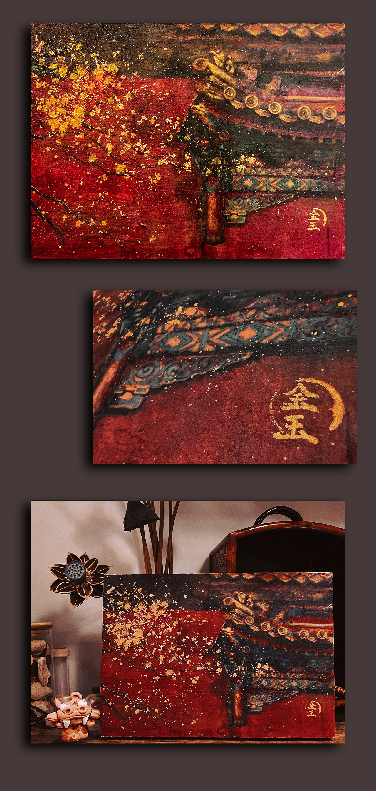 岩彩《春染金陵》（图ZMjg4MTg1Mzg4） - 绘画 - 站酷设计师废柴女友原创素材 - 站酷ZCOOL