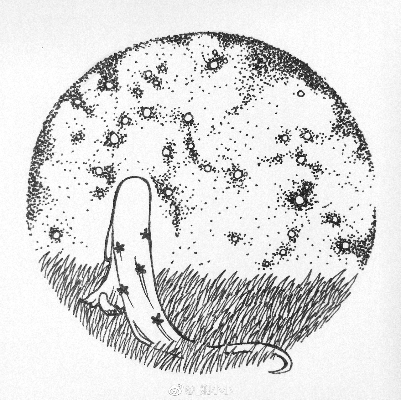 黑白装饰画 手绘 随笔 《三月晚》