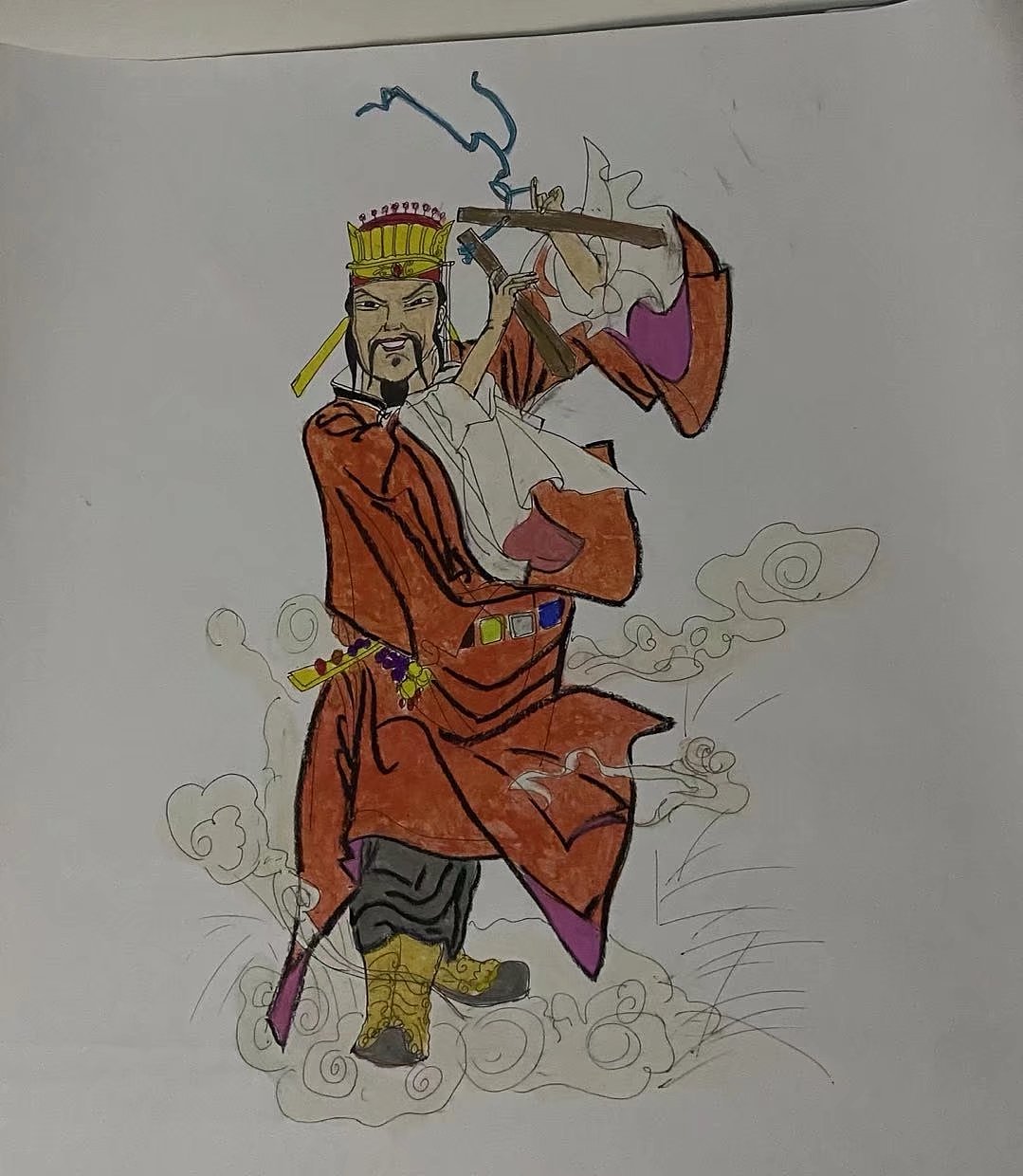 八仙~(中性笔,蜡笔画,2021年,临摹画)