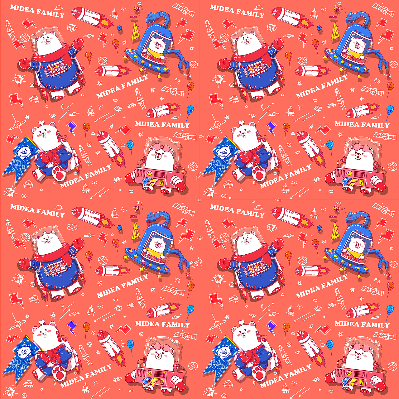 Midea Family 插画创意延展（图ZMTU0MDE5MjQw） - 图案 - 站酷设计师离飞原创素材 - 站酷ZCOOL