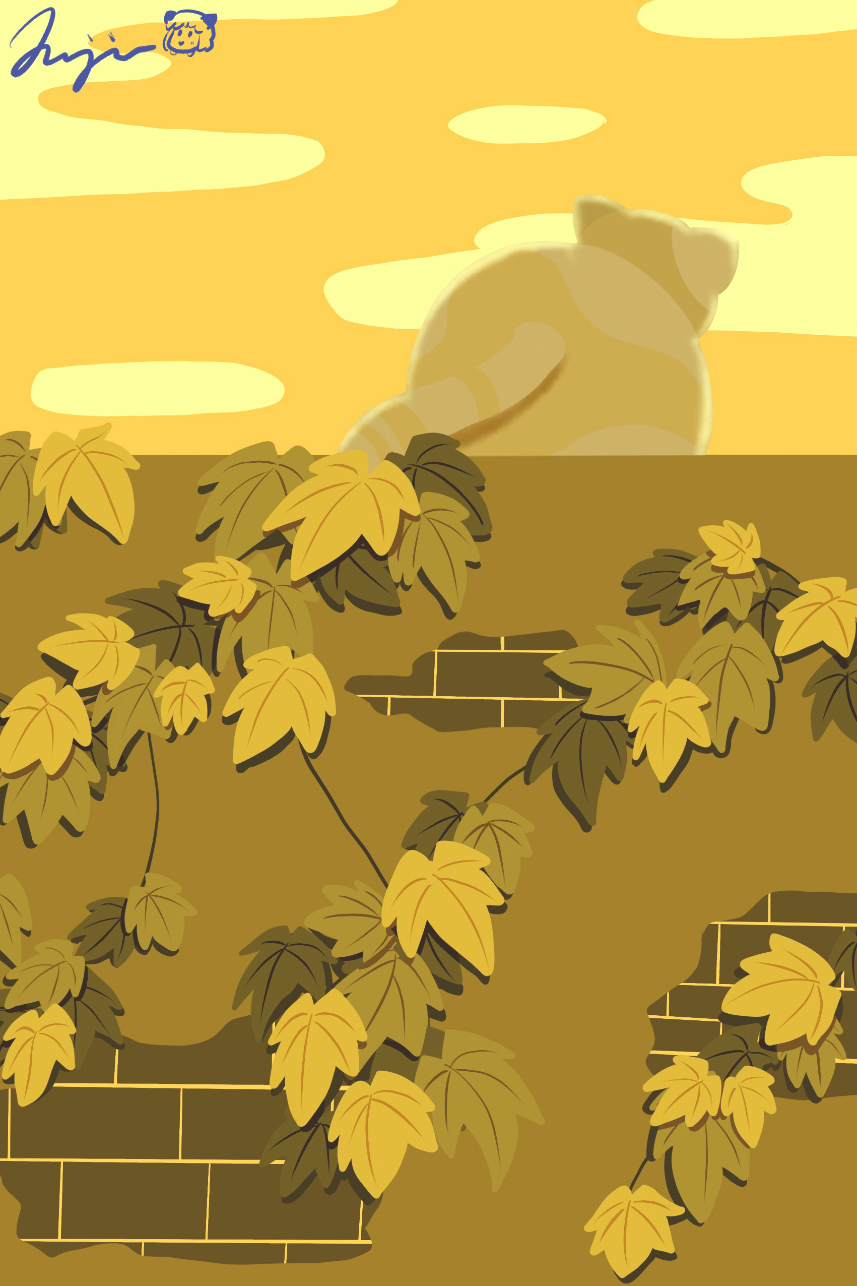 【原创插画习作 | 扁平风】单色系系列——猫