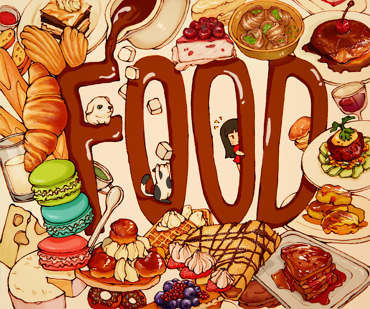 美食美食美食|插画|创作习作|一颗圆豆包 - 原创作品 - 站酷 (ZCOOL)