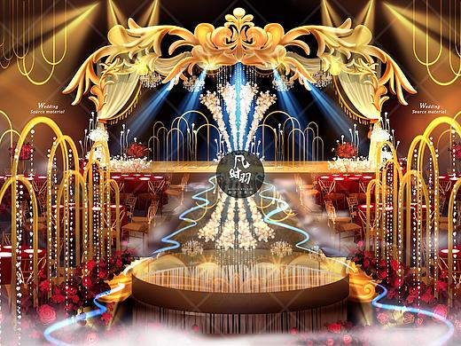 婚礼手绘 — 电脑 「复古红金仪式区」