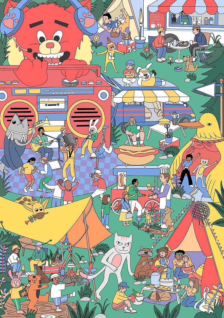 向往的生活（图ZMzA0MjQ4MTIw） - 商业插画 - 站酷设计师菊丸文人原创素材 - 站酷ZCOOL