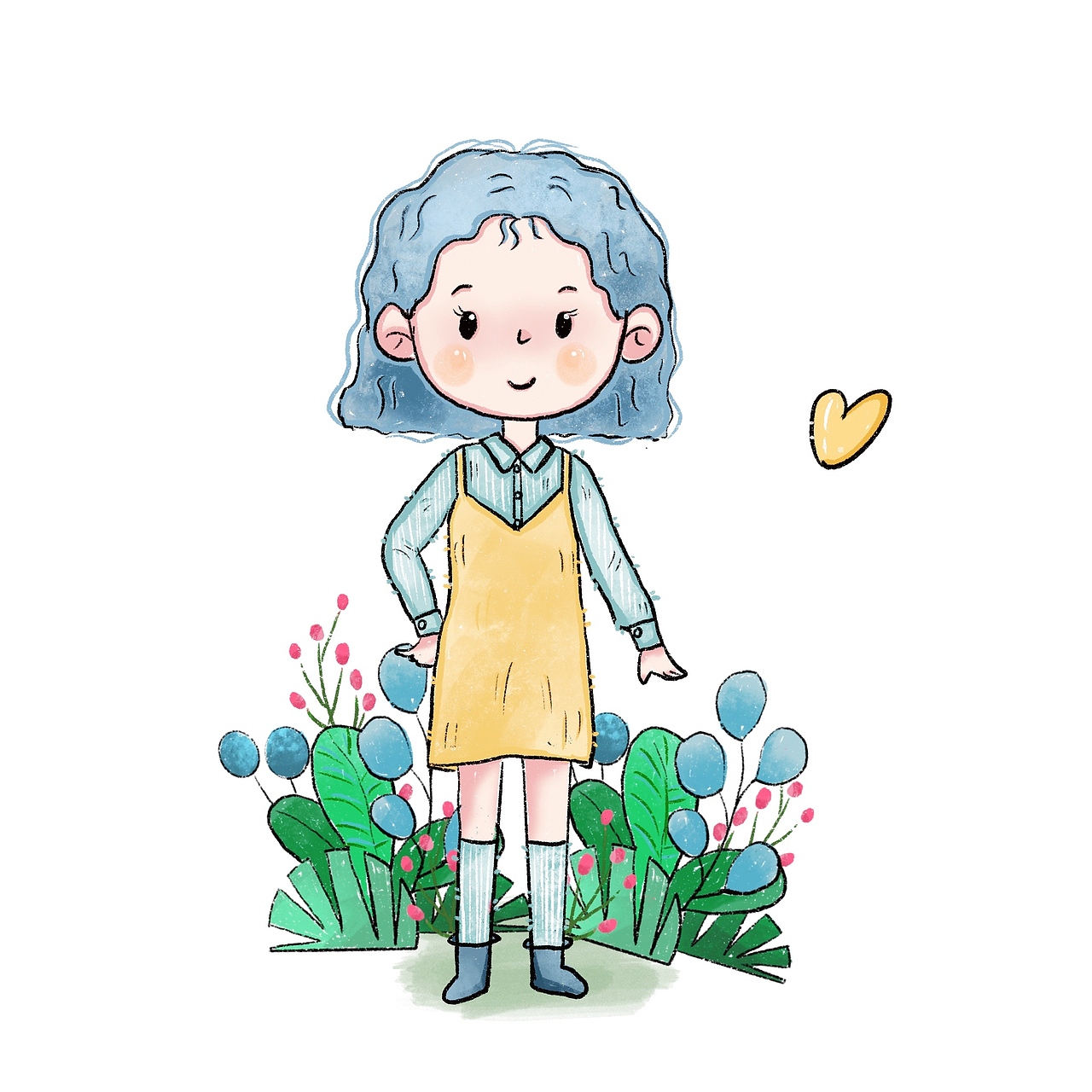 可爱女生全身手绘图