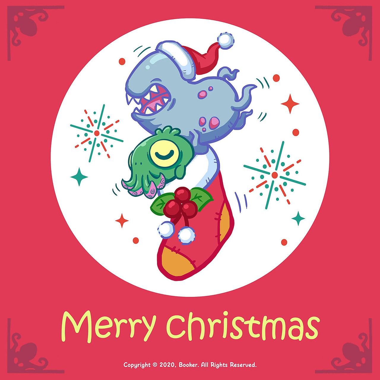 原创克苏鲁系列卡通圣诞壁纸（图ZMjM3NjY4NjQ4） - 创作习作 - 站酷设计师Booker名状原创素材 - 站酷ZCOOL