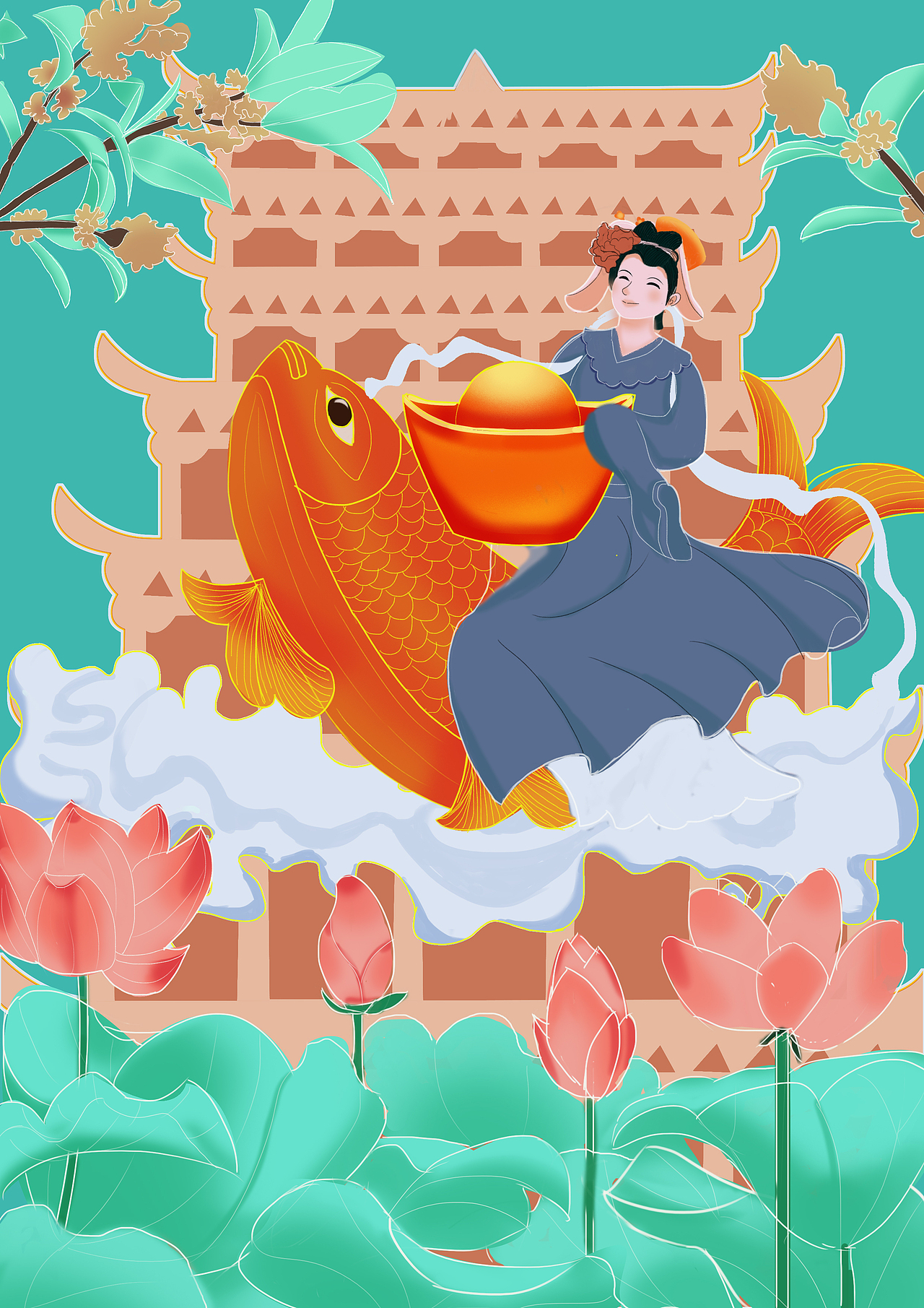 兔年插画（图ZMzI3MzAxODY0） - 海报 - 站酷设计师满满的幸运原创素材 - 站酷ZCOOL