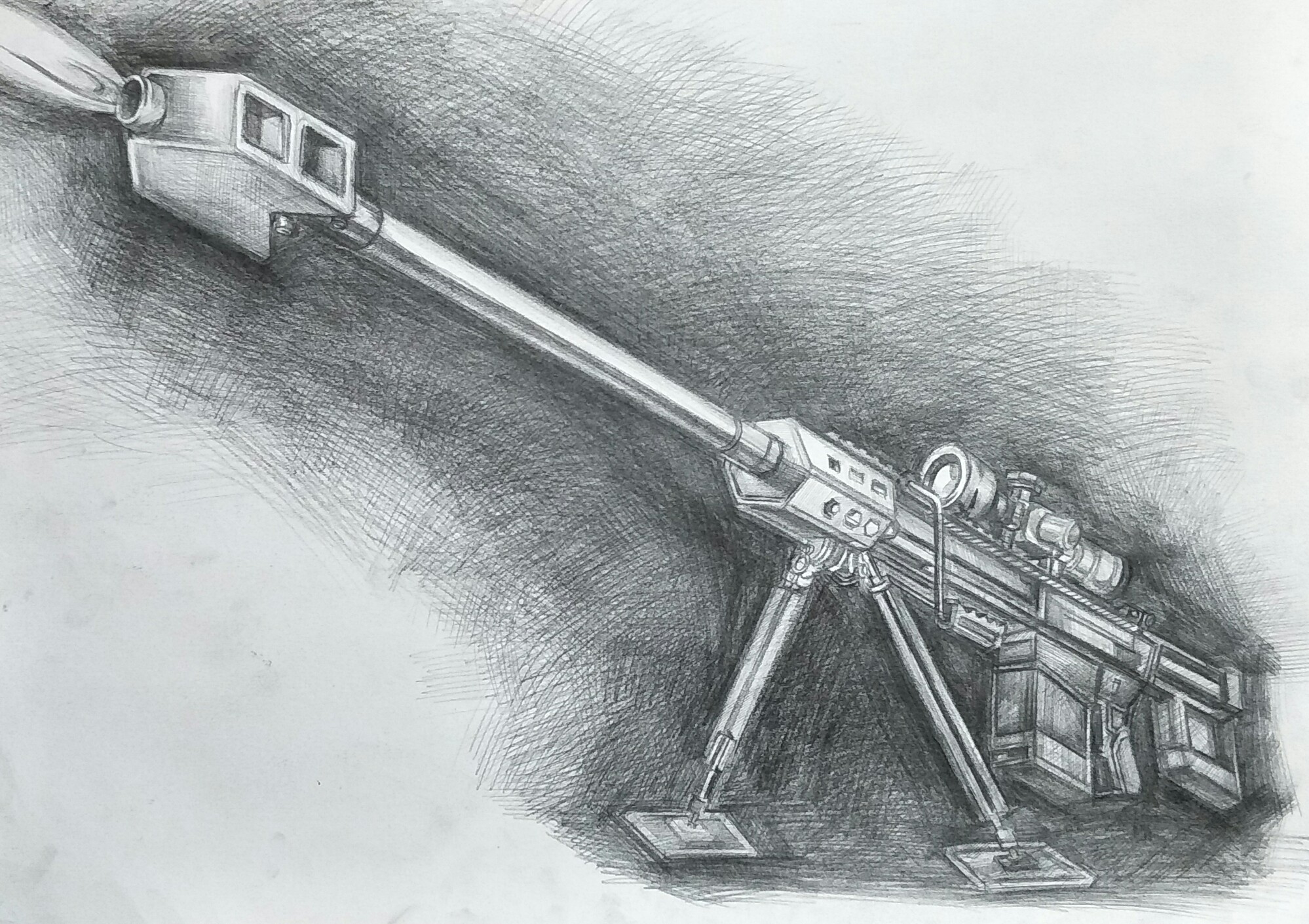 巴雷特狙击步枪|纯艺术|素描|King198515 - 原创作品 - 站酷 (ZCOOL)