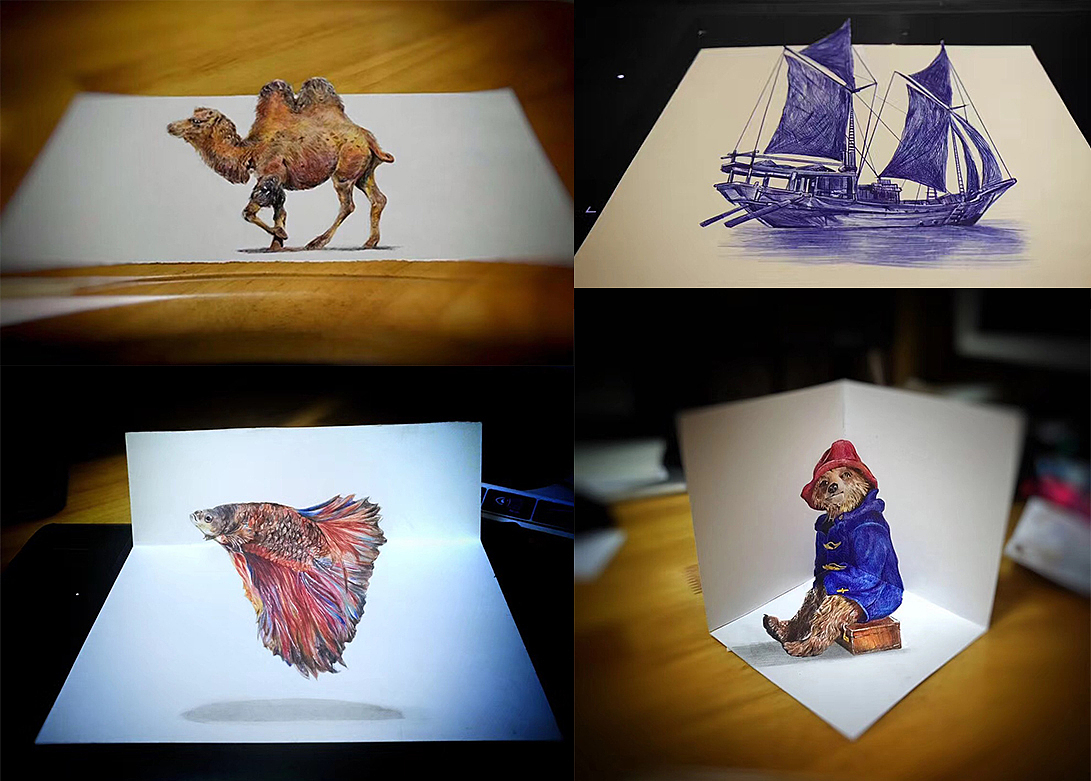 彩铅&圆珠笔画&圆珠笔3d画