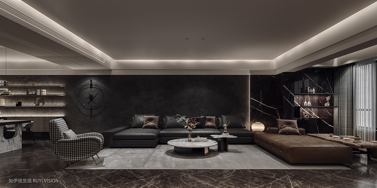 拾承设计-保利公馆-客餐厅|如伊视觉（图ZMjQ5MTc3MDQ4） - 家装设计 - 站酷设计师Z11064247原创素材 - 站酷ZCOOL