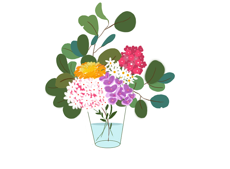 手绘小清新插花花瓶