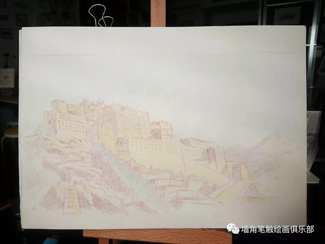 【彩铅教程】何老师8小时彩铅建筑之 布达拉宫（图ZMjAyMjI4NzQw） - 绘画 - 站酷设计师墙角笔触原创素材 - 站酷ZCOOL