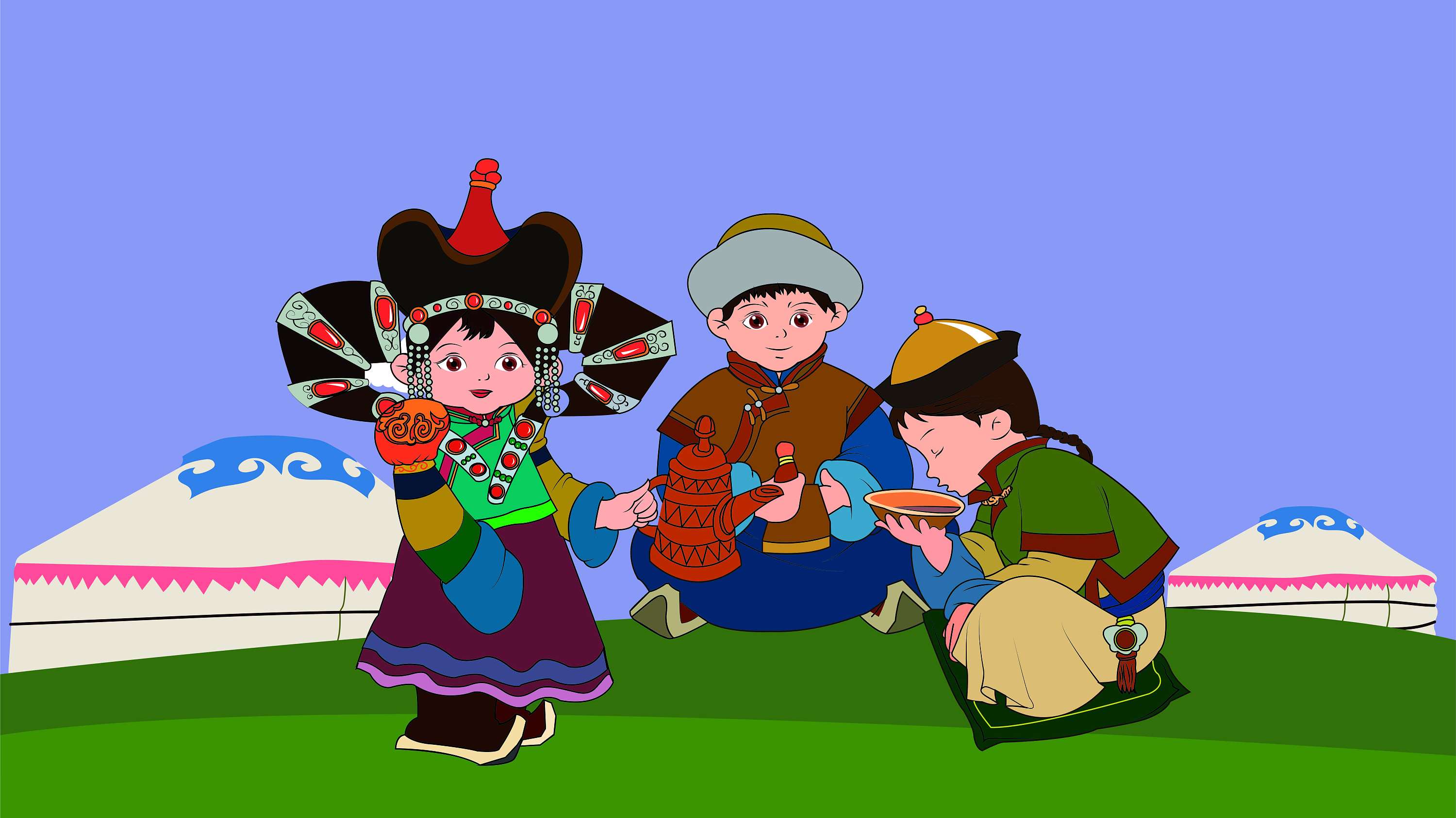 蒙古族卡通人形象设计|插画|概念设定|尊师重道乐寻远 - 原创作品 - 站酷 (ZCOOL)